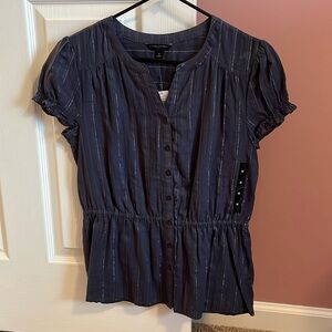 NEW Banana Republic Button Up Shirt Women’s Size Medium Dark Gray Blue Color